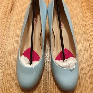 Light blue beaded heel pump